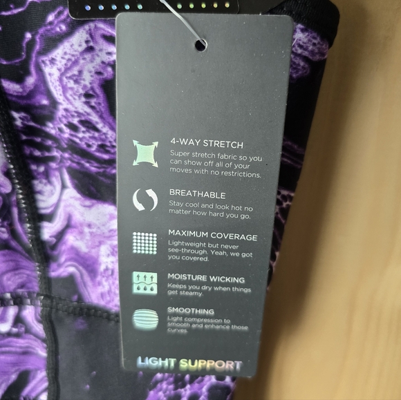 Torrid Active Longline Sports Bra Purple Marbled Print Light Support Size 4 NWT - Picture 5 of 8